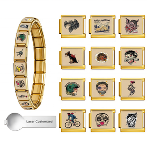 Pulsera de Acero Inoxidable con Dijes Italianos de Arte Cómico Retro, Estilo Skate y Punk, para Hombre y Mujer, Regalo para Fiestas, Venta al por Mayor - Product Image 1
