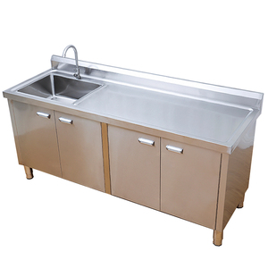 Table bon marché d'armoire d'évier de cuisine d'acier inoxydable avec <span class=keywords><strong>sous</strong></span> l'étagère avec le robinet pour l'évier moderne fait main de ménage - Product Image 6