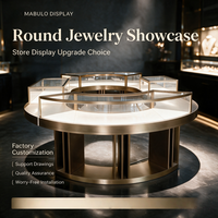 Comptoir d'exposition en verre rond, vitrine à bijoux incurvée, armoire de kiosque de centre commercial en acier inoxydable verrouillable avec rangement