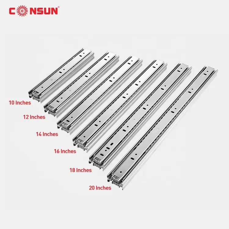 Consun ตู้ครัวเฟอร์นิเจอร์สแตนเลส45มม. ขยายเต็ม3พับลูกปืนกล้องส่องทางไกลช่องลิ้นชักสไลด์ S4501