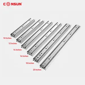 Consun Furniture Kitchen Cabinet 45mm Stainless Steel Full Extension 3 Fold Ball Bearing Telescopic Channel Drawer Slide S4501