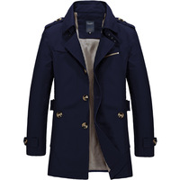 Jaket Trench Coat Pria PASUXI dari Katun, Blazer Kasual Bisnis dengan Hiasan Kantong, Jaket Antiangin untuk Musim Semi dan Gugur