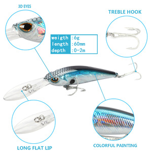 Esca Artificiale Rigida ABS Scuba Bass Minnow 6g/9cm con Lingua Lunga per Immersione Profonda per Luccio Merluzzo Carpa - M420 - Product Image 3