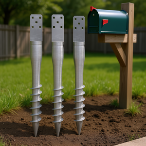 Ancrage au sol sans crevaison 3.94 X 2.76 X 27.56, piquet à vis en acier pour boîte aux lettres, lot de 4 - Product Image 2