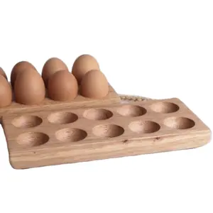 定制成型橡木鸡蛋托盘防碎创意实木双列鸡蛋托