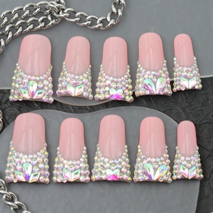 Precio de fábrica al por mayor, uñas postizas de lujo de acrílico con diseño de patrón, de cobertura completa, hechas a mano, proveedor a granel. - Product Image 2