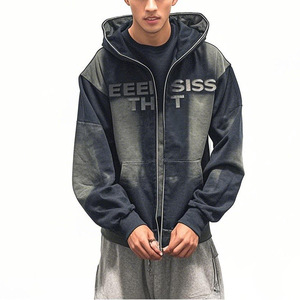 Sweat à capuche de <span class=keywords><strong>moto</strong></span> de <span class=keywords><strong>basket</strong></span>-ball avec fermeture éclair et poids lourd personnalisé pour hommes Streetwear 420 450 g/m² à capuche imprimé bouffant Vente en gros - Product Image 1