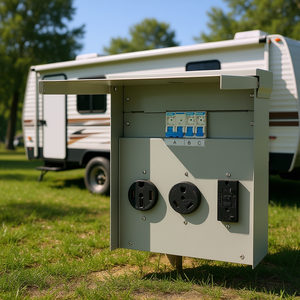 Panel de Tomacorrientes Temporal 125/250V 20/30/50 Amperios NEMA 14-50R TT-30R 15A GFCI para RV, Cámper, Remolque - Product Image 2