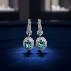Pendientes de Lujo con Topacio Blanco en Oro Blanco, Plata 925 con Engaste de Garra, Joyería de Fiesta para Mujer, Pendientes de Cristal - Product Image 2