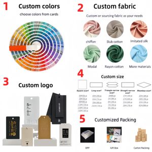 メーカーカスタムパステルプレミアムエスニックヘッドターバン5ピースセット女性女性無地シフォンスカーフヒジャーブ - Product Image 5