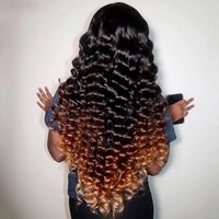 Venta de Fábrica: Peluca de Cabello Humano Ombre Marrón 13x4 con Ondas Sueltas Profundas, Peluca Frontal de Encaje Color Rubio Miel 1B/4/30