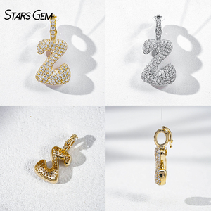 จี้เพชรทรงกลมแบบวินเทจทองคำแท้ 10K จาก StarsGem พร้อมตัวอักษรแบบ Bubble Letter สลักชื่อได้ สไตล์ฮิปฮอป - Product Image 3