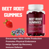 Gummies de Betterave - Oxyde Nitrique & Extrait de Pépins de Raisin, Poudre de Betterave, Compléments Énergétiques pour Adultes, Certifiés Halal pour le Soutien de la Santé