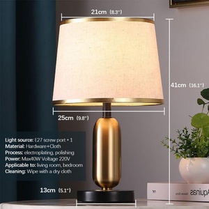 Lampe de table LED rétro moderne avec corps en cuivre et alimentation par batterie pour salon familial, chambre à coucher, bureau, villas et hôtels - Product Image 3