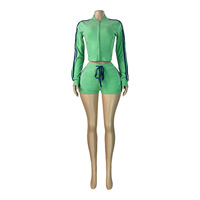 Ensemble de vêtements pour femmes en polaire avec poches zippées, cordon de serrage, rayures latérales et patchwork, 5 couleurs