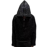 Benutzer definierte Herren 500Gsm Französisch Terry Fleece Hoodie All Print Strass Boxy Cropped Full Face Half Zip Long Pulp Pullover Style