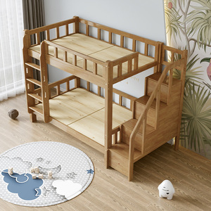เตียงสองชั้นไม้สนแท้ ประหยัดพื้นที่ สำหรับห้องนอนเด็ก - Product Image 1