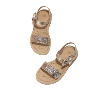 Sandalias de Verano para Niñas, Sandalias Planas Cómodas con Lazo Dorado para Niñas Grandes - Product Image 6