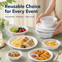 Vaisselle de camping en plastique blanc de qualité alimentaire, plateaux de service en plastique PS, bols et assiettes pour dessert, collation, fruits