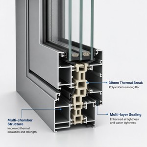 Fenêtre à <span class=keywords><strong>baie</strong></span> horizontale coulissante en aluminium blanc sur mesure, <span class=keywords><strong>double</strong></span> <span class=keywords><strong>vitrage</strong></span> à rupture de pont thermique pour projets de maisons jumelées - Product Image 5