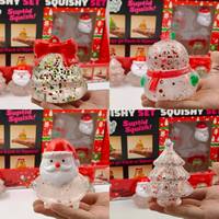 JY Christmas Squishy Stress Relief 4-Piece TPR Fidget Set for 3+ Holiday Gift