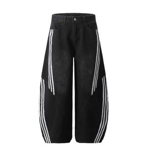 Jeans pour hommes tendance 2025 avec décoration rayée, pantalon décontracté taille moyenne, source du fabricant - Product Image 3