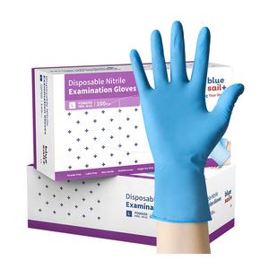 Guantes de nitrilo impermeables <span class=keywords><strong>para</strong></span> <span class=keywords><strong>examen</strong></span> médico Dental grande azul 100 unids/caja desechables sin polvo 4mil guantes de nitrilo <span class=keywords><strong>para</strong></span> uso médico - Product Image 1
