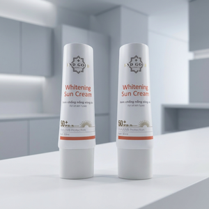 New Custom GOLD Whitening Sun Cream 50ml PP Plastic Cosmetic <b>Flat</b> Tube With <b>Screw</b> Cap Screen Printing For Cosmetic Use - Product Image 1