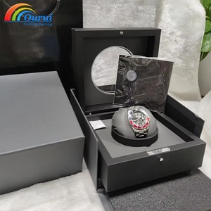 Plastic <b>Watch</b> Box Custom Logo leather Interior Square <b>Case</b> Luxury Outside Packaging Recycled Materials Black - Product Image 3