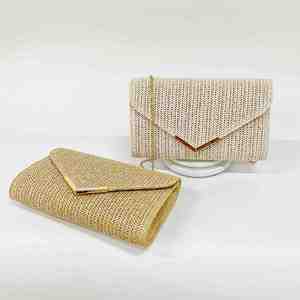 Pochettes d'été en paille pour femmes, sacs de plage tissés style bohème, portefeuilles enveloppe, sacs à main de plage tissés, sacs bandoulière en raphia - Product Image 1