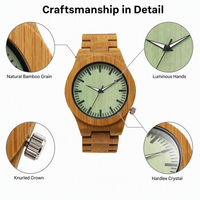 Montre écologique de luxe en bois naturel, bracelet poli à la main, cadran vert clair minimaliste, logo gravé sur mesure, montre durable pour tous les jours