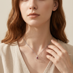 Hot Selling Elegant 18K <b>Solid</b> White <b>Gold</b> Simple Necklace with Natural Ruby <b>Pendant</b> for Wedding Party or Anniversary for Ladies - Product Image 5