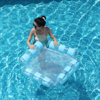 Nouveauté : Flotteur gonflable en PVC rayé à quatre tubes Blue Moonlight, hamac aquatique pliable en maille, transat flottant pour adultes 16 ans et plus