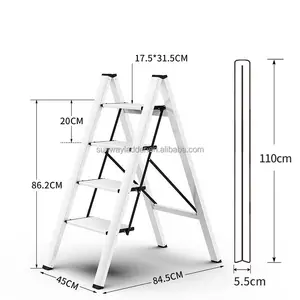 Contracted Design Flower Ladder 3 Step Folding Aluminum Household Ladder