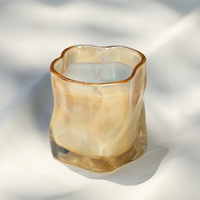 INS Hotsell 6.5oz Ambre Irisé Verre Cristal Bougeoir Décor À La Maison Pâques Instock Or Bougie Navire Pot Meilleur Vendeur