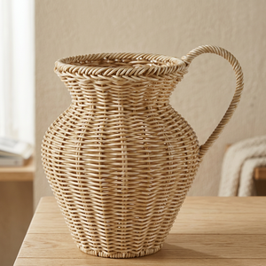 <b>Rustic</b> Design Look Charming Accent Functional Planter Home Decorative Honey Colored Rattan Wicker Vase Urn OEM From Vietnam - Product Image 1