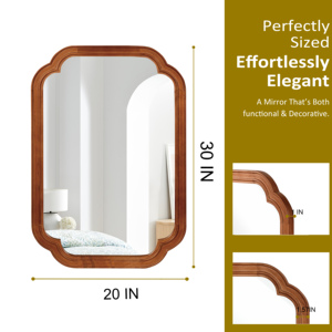 กระจกตกแต่งกรอบไม้เนื้อแข็ง 20x30 นิ้ว มุมโค้งมน สำหรับห้องนอน ห้องน้ำ ห้องนั่งเล่น ทางเข้าบ้าน - Product Image 5