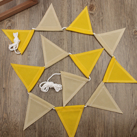 12 Pièces Guirlande de fanions triangulaires en toile imperméable de 3m, jaune beige, pour fête surprise, décoration de camping en extérieur, vente en gros