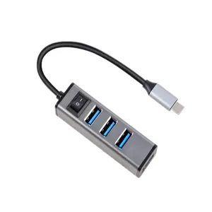 알루미늄 고속 4 포트 3.0 허브 스위치 USB 타입-C 허브 PC 노트북 맥 용