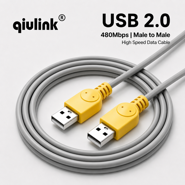 Qiulink USB 2.0 Male to Male Data Cable 480Mbps High Speed USB a to a Cord for Hard Drive Enclosure Cooler Laptop Projector