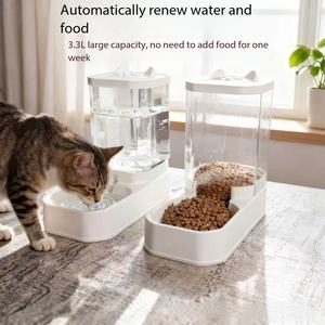 Büyük Boy 2'si 1 Arada Otomatik Evcil Hayvan Besleyici Su Sebili Büyük Kapasiteli Mama Saklama Kabı Kediler Köpekler Sızdırmaz Plastik Evcil Hayvan Malzemeleri - Product Image 2