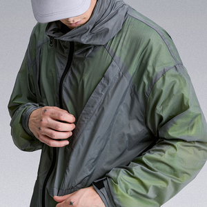 제조업체의 경량 100% 나일론 야외 윈드 브레이커 UPF50 + UV 보호 접이식 메쉬 빠른 건조 통기성 래쉬가드 - Product Image 4