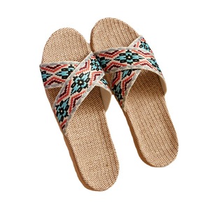 Sandales d'intérieur décontractées en lin pour femmes, antidérapantes, respirantes, déodorantes, tendance, livraison gratuite - Product Image 1