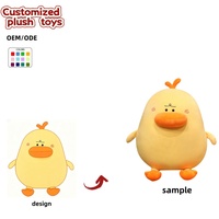 Peluche d'oie personnalisée OEM/ODM avec bavoir à carreaux jaunes - Animal en peluche canard blanc mignon personnalisé pour cadeaux et décoration