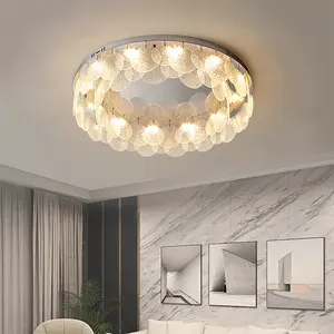 현대 장식 침실 럭셔리 천장 조명 플러시 마운트 천장 조명기구 물 유리 크롬 밝기 조절이 가능한 천장 조명