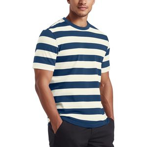 Custom <b>Mens</b> <b>Striped</b> <b>T</b>-<b>Shirt</b> Short Sleeve Crewneck Regular Fit Textured Stripe Casual Wear - Product Image 1