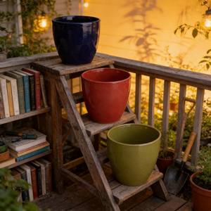 ชุดปลูกต้นไม้แบบเซรามิกเคลือบเงาสมัยใหม่ - Product Image 3