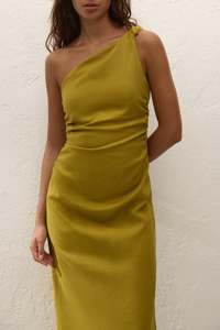 <span class=keywords><strong>2026</strong></span> Nova Chegada Vestido Maxi Feminino de Um Ombro Só com Drapeado, Elegante e Chique para o Verão, Vestido de Linho Mais Vendido - Product Image 2