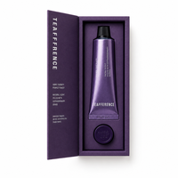 Boîte personnalisée à couvercle rabattable pour crème pour les mains, en papier spécial violet avec texte de marque en feuille blanche, emballage pour tube et boîte à courrier avec plateau intégré, OEM