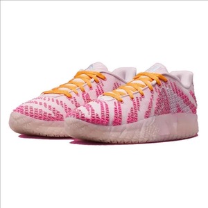 pink and yellow basketball shoes